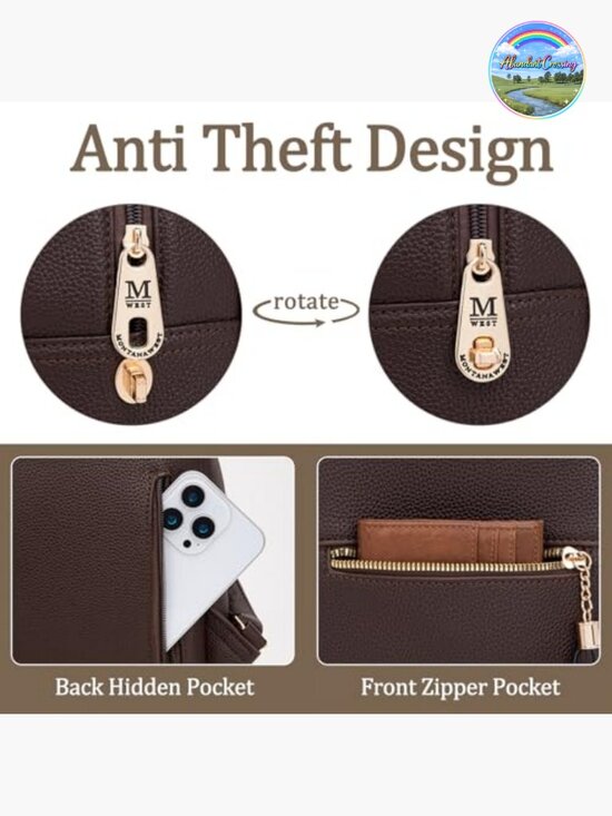 Mini Anti Theft Backpack Purse with Secured Zipper and Tassel Faux Leather main image 6